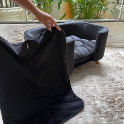 Sofá Caminha Pet Luxo em Sued Premium:preto - 4