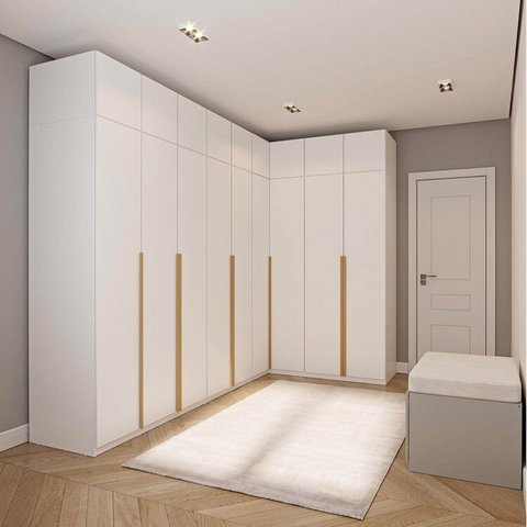 Guarda-Roupa Modulado de Canto 10 Peças 18 Portas Jade CabeCasa MadeiraOriginals Branco/Fosco