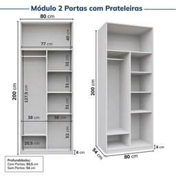 Guarda-roupa Modulado de Canto 10 Peças 18 Portas Jade Cabecasa Madeiramadeira - 12
