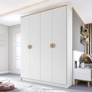 Guarda-Roupa Solteiro 100% Mdf Bp 4 Portas 2 Gavetas Asti