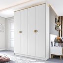 Ver imagem 1 de Guarda-Roupa Solteiro 100% MDF BP 4 Portas 2 Gavetas Asti Branco