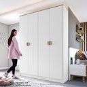 Ver imagem 3 de Guarda-Roupa Solteiro 100% MDF BP 4 Portas 2 Gavetas Asti Branco