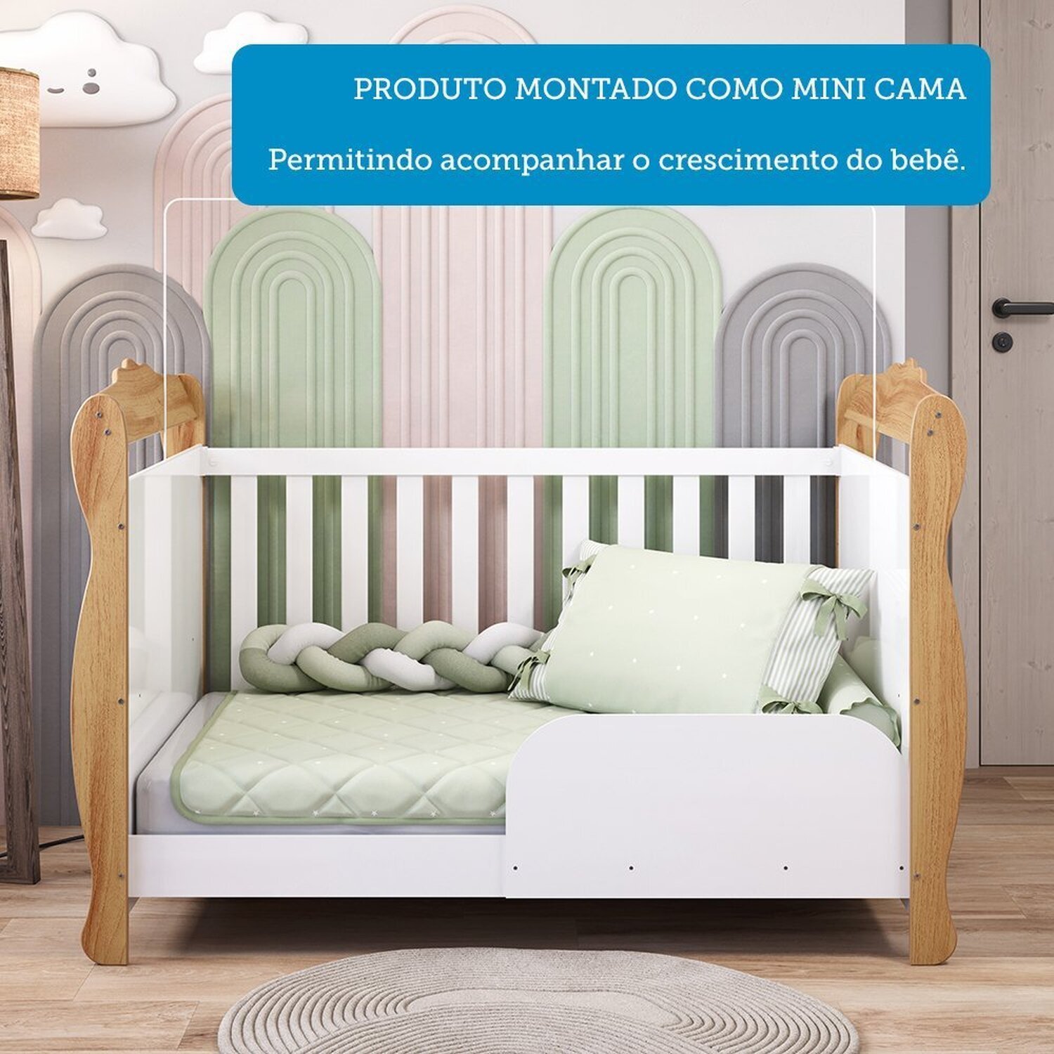 Berço Mini Cama 3 em 1 Americano 100% Mdf Cocada - 7