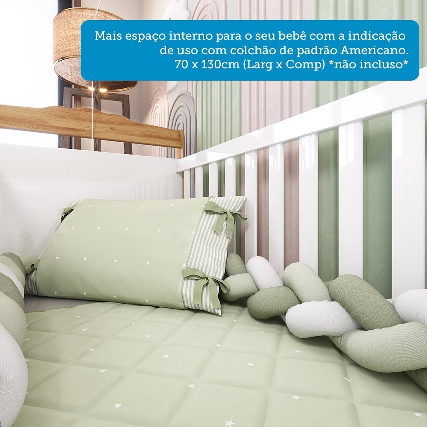 Berço Mini Cama 3 em 1 Americano 100% Mdf Cocada - 11