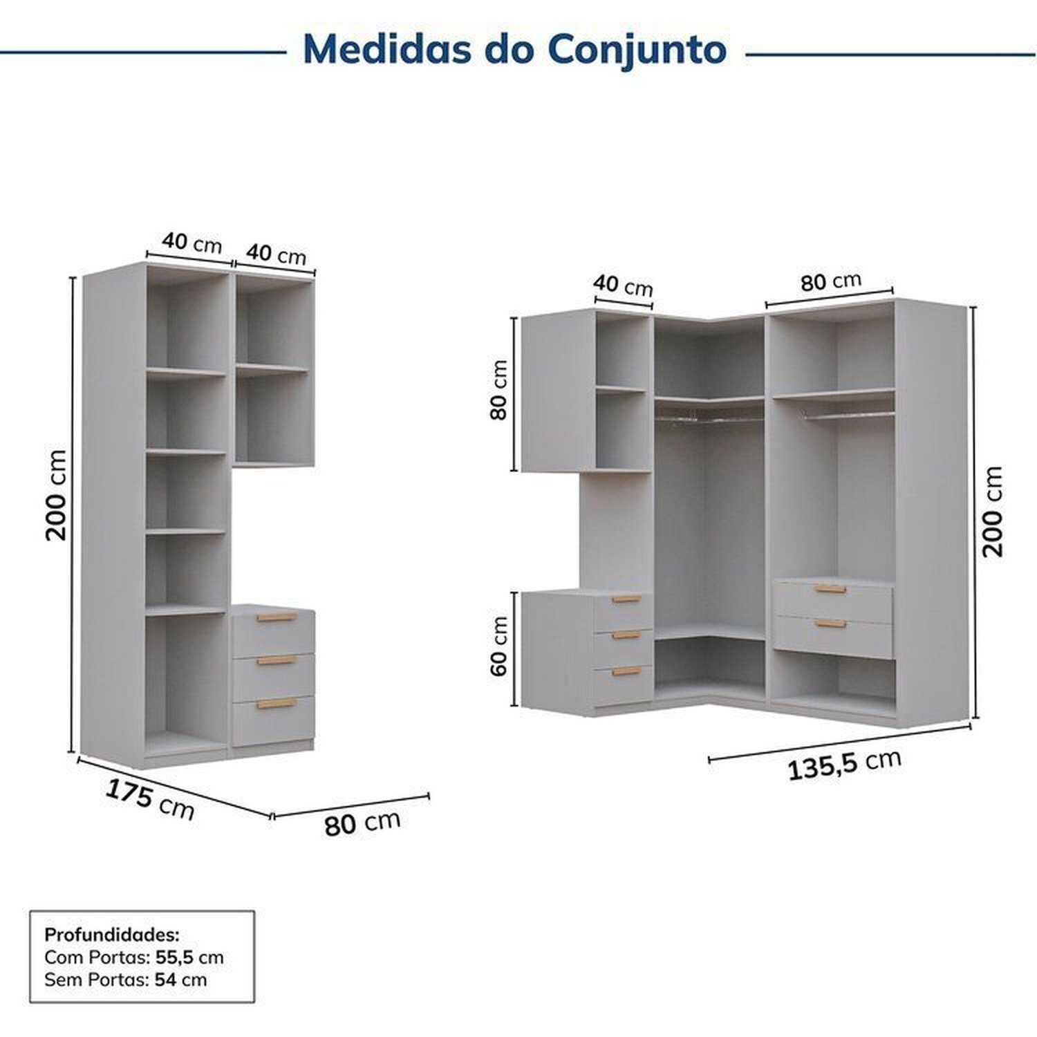 Guarda-roupa Modulado 7 Peças 7 Portas 2 Mesa Cabeceira Jade Cabecasa Madeiramadeira - 3