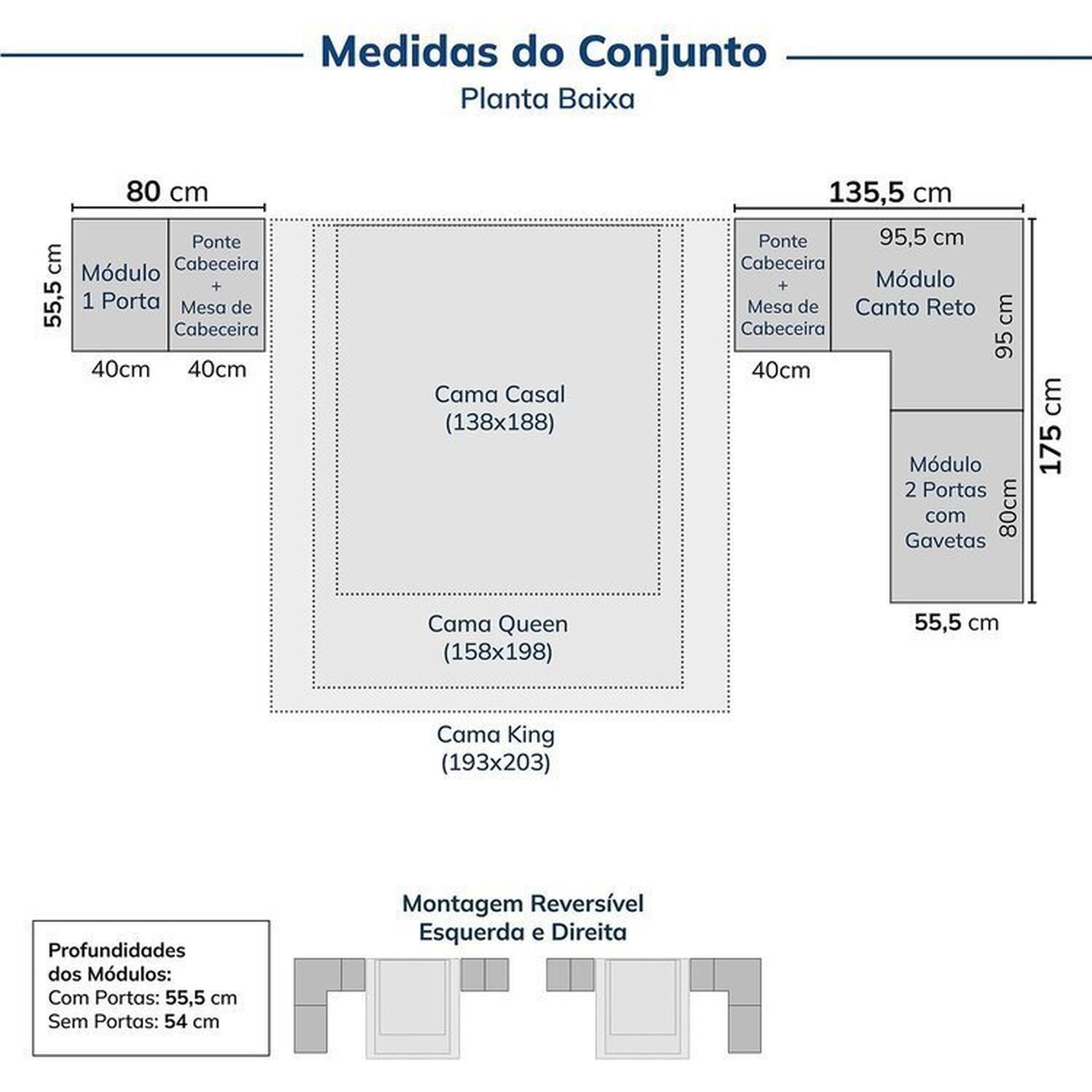 Guarda-roupa Modulado 7 Peças 7 Portas 2 Mesa Cabeceira Jade Cabecasa Madeiramadeira - 2