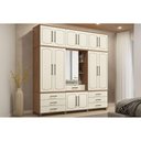 Ver imagem 1 de Guarda Roupa Casal 13 Portas e 7 Gavetas C/ 1 Espelho Londres Capelinha Jatoba/areia - Santos Andir
