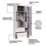 Guarda-roupa Infantil 3 Portas com Janelas Retangulares e 2 Gavetas 100% Mdf Cocada - 4