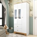 Ver imagem 1 de Guarda-roupa Infantil 3 Portas com Janelas Retangulares e 2 Gavetas 100% Mdf Cocada