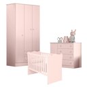 Ver imagem 2 de Conjunto Infantil Doce Sonho Rosa Acetinado: Berço Doce Sonho + Kit Rodízios + Cômoda Doce Sonho