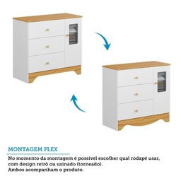 Cômoda Infantil 1 Porta com Janela Retangular e 3 Gavetas 100% Mdf Cocada - 5