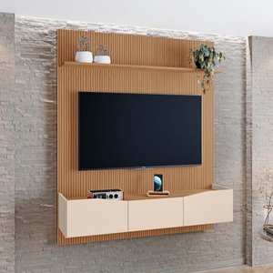 Painel Luciana 100% Mdf Tuboarte 3 Porta Basculante P/ Tvs de até 55 Polegadas
