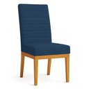 Ver imagem 2 de Cadeira de Jantar Mavie Estofada para Sala de Jantar Sofisticado Linhas Horizontais - Suede Azul