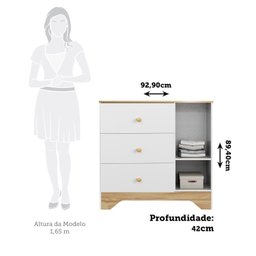 Cômoda Infantil 1 Porta e 3 Gavetas 100% Mdf Cocada - 4