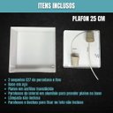 Ver imagem 3 de Luminária Plafon Aço e Acrílico Sobrepor Quadrado 25x25 Cm - Branco Texturizado