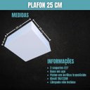 Ver imagem 4 de Luminária Plafon Aço e Acrílico Sobrepor Quadrado 25x25 Cm - Branco Texturizado