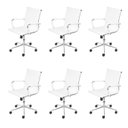 Ver imagem 1 de Kit 6 Cadeiras Escritório Diretor Esteirinha Rodízio Relax Corino 3301 Branco