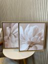 Ver imagem 4 de Duo Quadros Decorativos Pequenos Sala Cozinha Flor Branca Natureza 37x33cm Canvas Moldura Flutuante