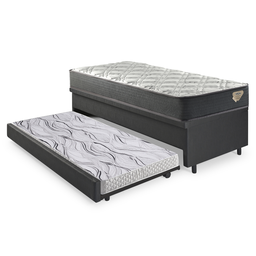 Bicama Box Baú Viúva 120x203 Courino Linho Preto com Colchão Adapto Molas Ensacadas Ecoflex - 9