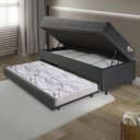 Ver imagem 3 de Bicama Box Baú Viúva 120x203 Courino Linho Preto com Colchão Adapto Molas Ensacadas Ecoflex