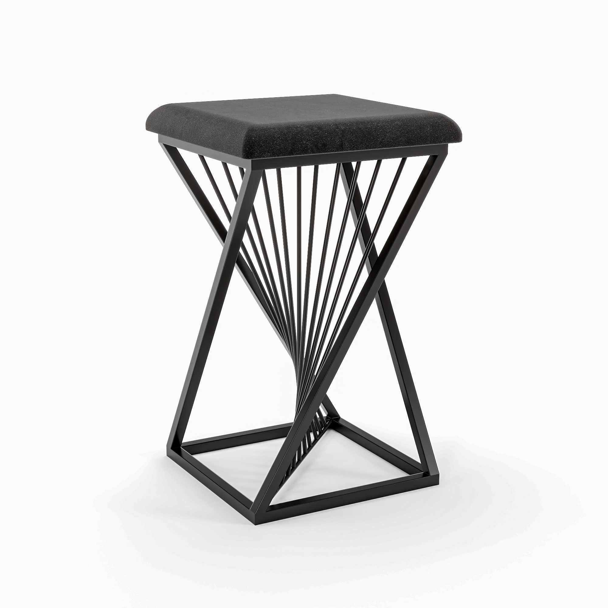 Banqueta Pacific Luxo Baixa em Metal Estilo Industrial 48cm Preto - 3