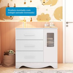 Cômoda Infantil 1 Porta com Janela Retangular e 3 Gavetas 100% Mdf Liam - 7
