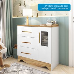 Cômoda Infantil 1 Porta com Janela Retangular e 3 Gavetas 100% Mdf Liam - 7