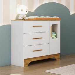 Cômoda Infantil 1 Porta com Janela Retangular e 3 Gavetas 100% Mdf Liam - 2