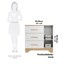 Cômoda Infantil 1 Porta com Janela Retangular e 3 Gavetas 100% Mdf Liam - 5