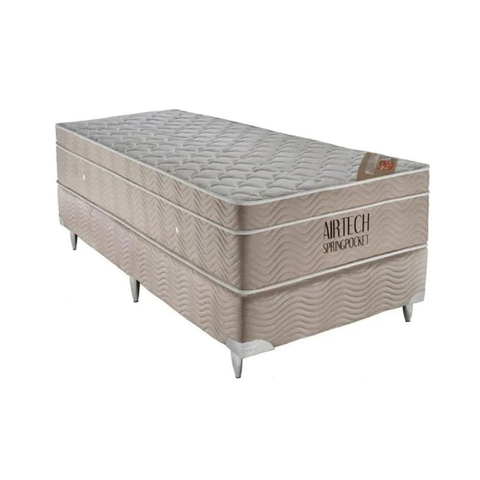 Cama Box e Colchão Airtech Ortobom Solteiro (88x188) Molas