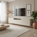 Ver imagem 1 de Rack para TV até 50 Polegadas 100% MDF 220cm 4 Portas Lisas Sala Metal Bend Bege Luna/Dourado