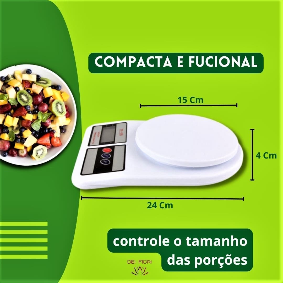 Balança Digital Eletrônica Alta Precisão 10kg Dietas Nutrição Cozinha Culinária Alimentos Compacta - 3