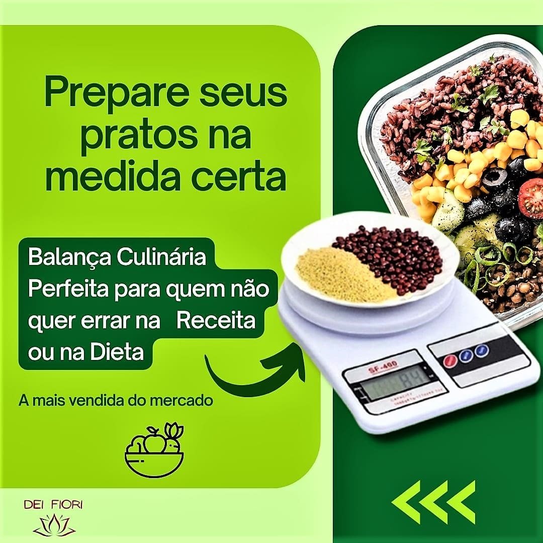 Balança Digital Eletrônica Alta Precisão 10kg Dietas Nutrição Cozinha Culinária Alimentos Compacta - 2