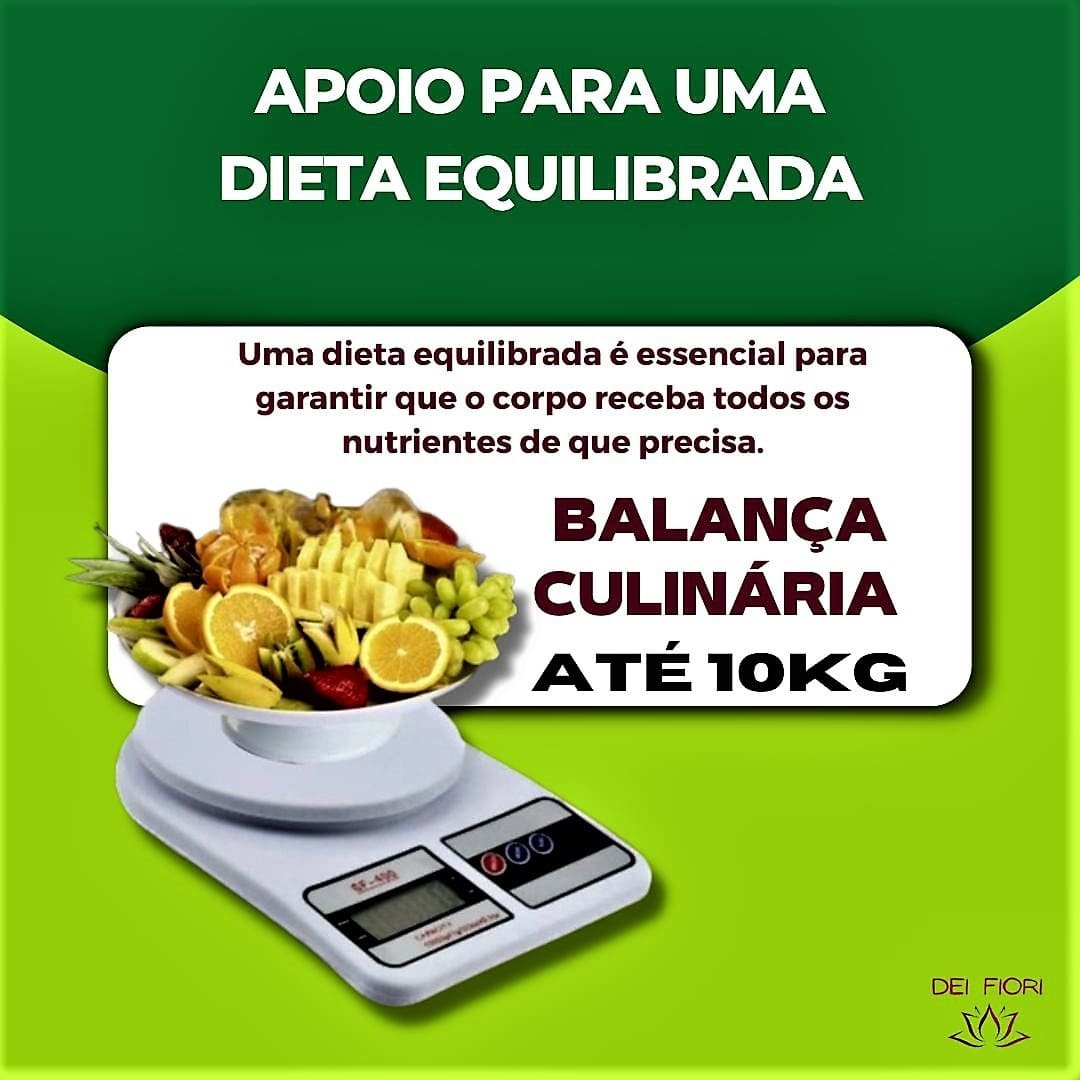 Balança Digital Eletrônica Alta Precisão 10kg Dietas Nutrição Cozinha Culinária Alimentos Compacta - 4