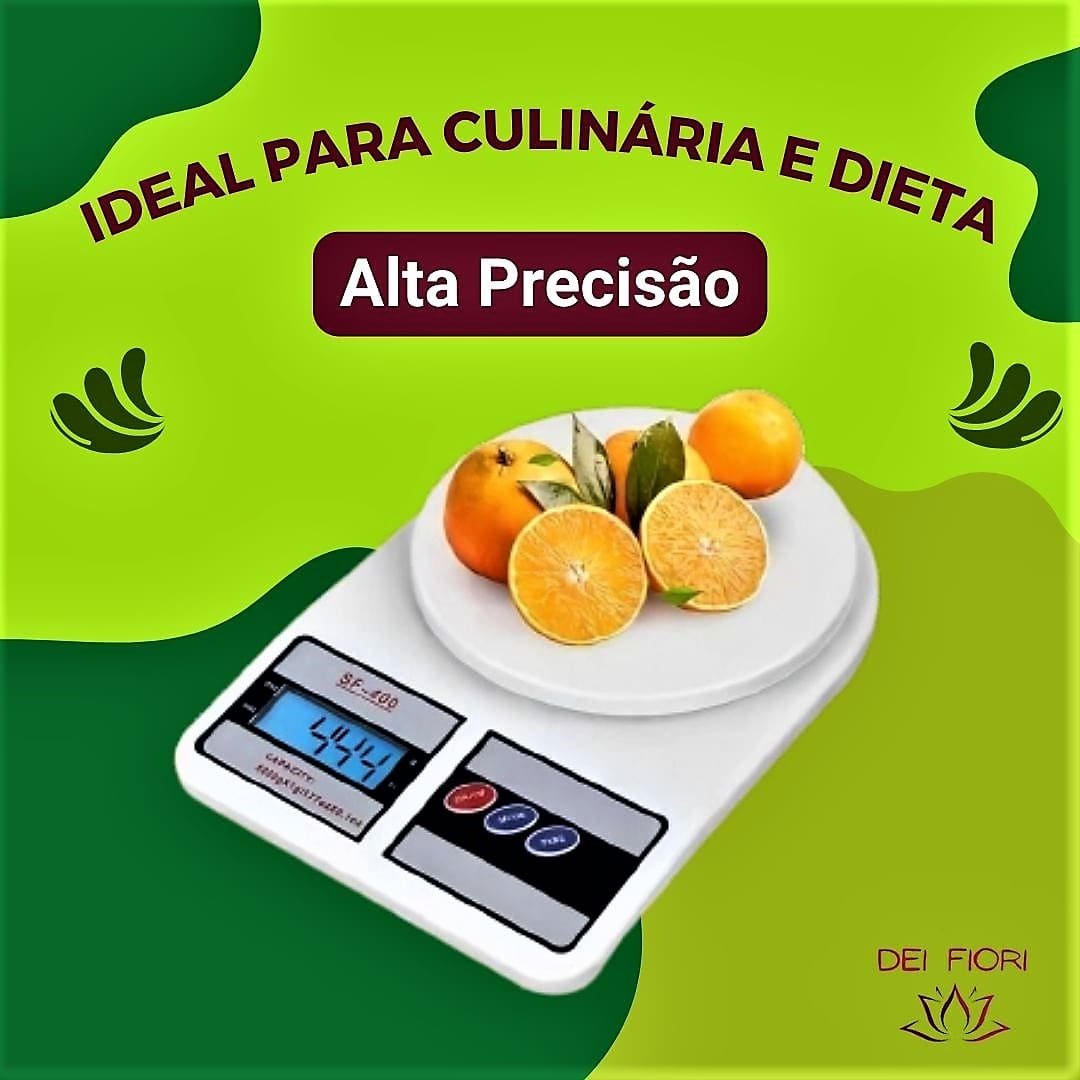 Balança Digital Eletrônica Alta Precisão 10kg Dietas Nutrição Cozinha Culinária Alimentos Compacta - 6