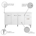 Ver imagem 3 de Balcão Gabinete Para Pia Com Tampo 150cm 4 Portas e 1 Gaveta Gabriela Branco - AJL Móveis