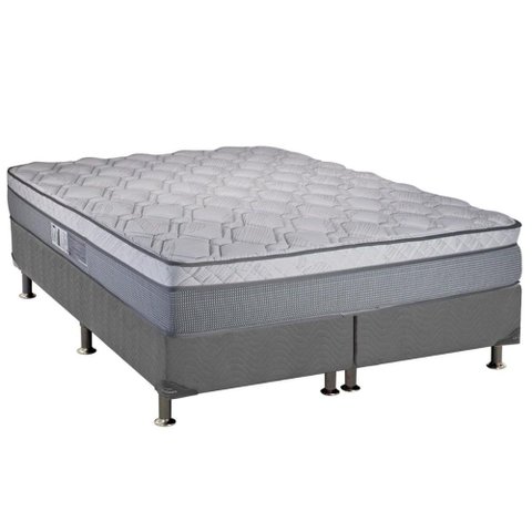 Cama Box Queen: Colchão Molas Ensacadas Luckspuma MasterPocket New Maxi + Base CRC Suede Gray(