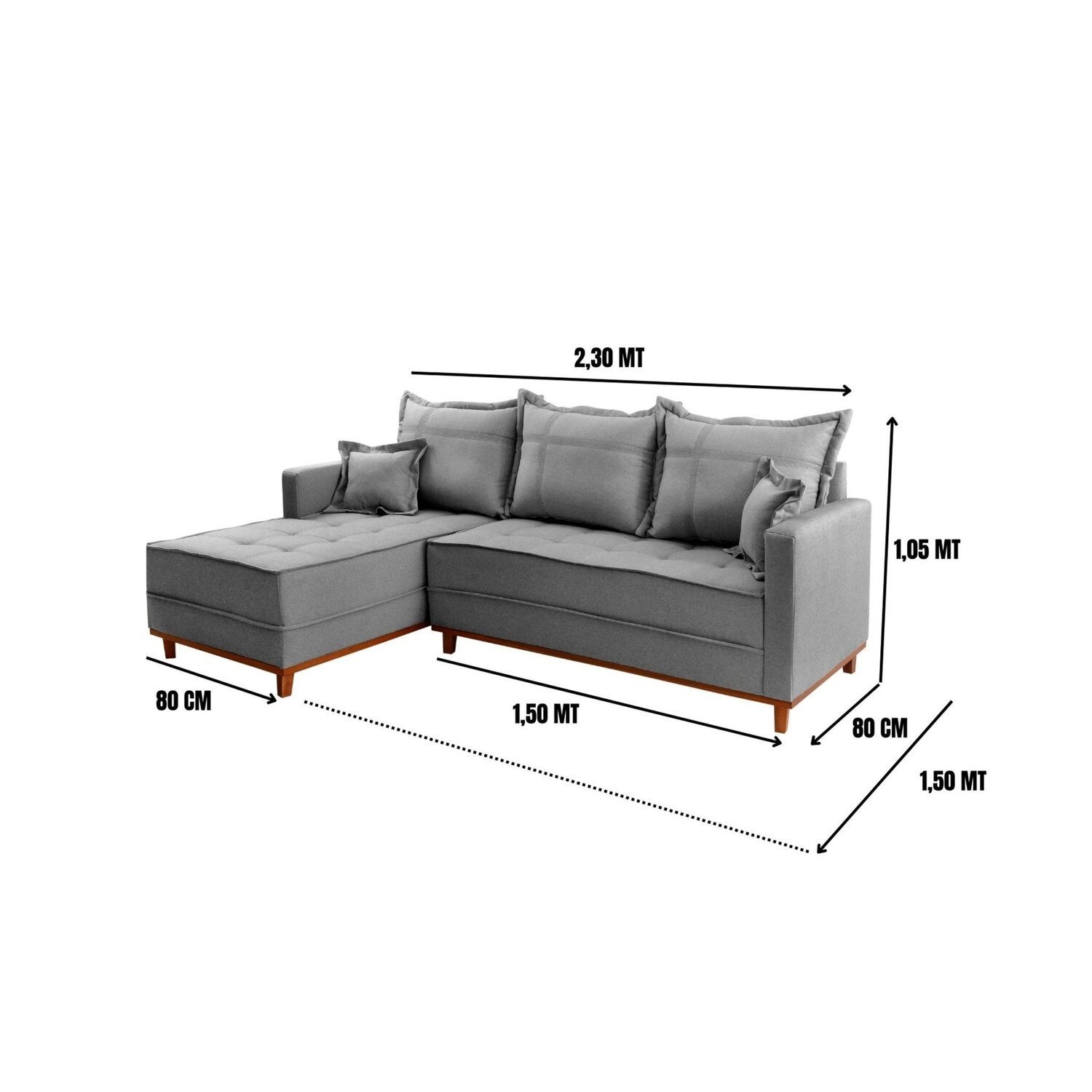 Sofá Moderno 3 Lugares com Chaise Ônix - 3