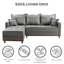Ver imagem 5 de Sofá 3 Lugares Onix com Chaise Lado Esquerdo 230cm em Linho Cinza