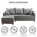Ver imagem 5 de Sofá 3 Lugares Onix com Chaise Lado Esquerdo 230cm em Linho Cinza