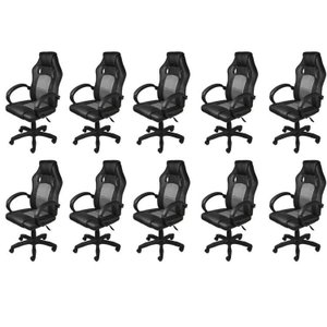 Kit 10 Cadeiras Gamer com Relax e Braço Estofado Raptor 3316
