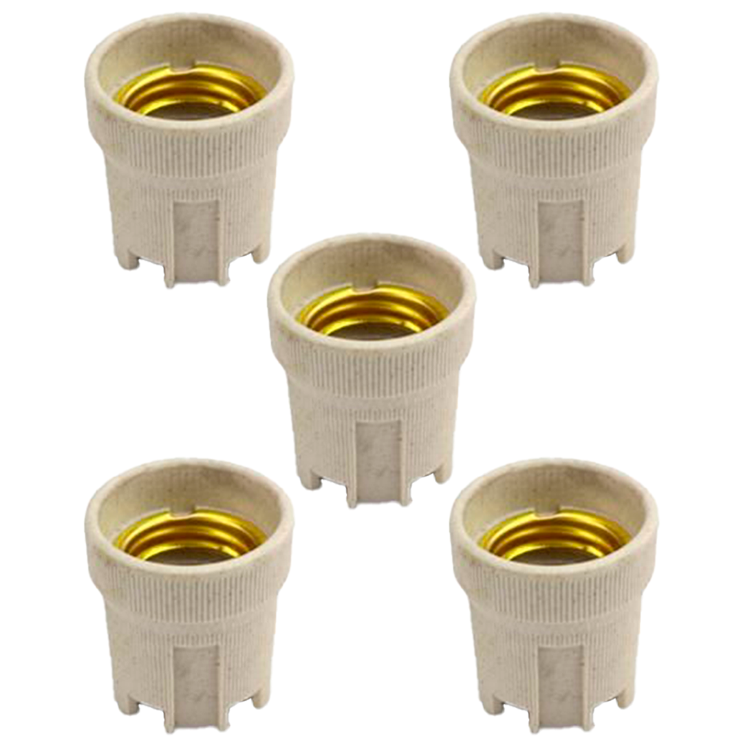 Kit 5 Soquetes para Lâmpada Led E27 Porcelana rabicho 30cm | MadeiraMadeira