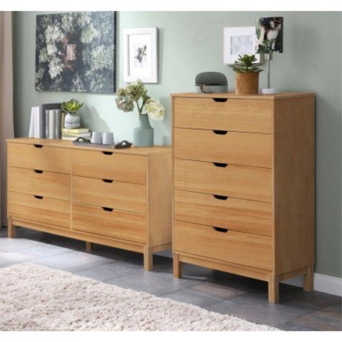 Cômoda para Quarto 5 Gavetas Madeira Maciça Docstock Marrom/Yucatan