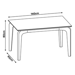 Mesa de Jantar Dália Tampo Chanfrado 140x90 Carvalho Europeu/Creme - PR Móveis - 4