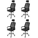 Ver imagem 1 de Kit 4 Cadeira Escritório Presidente Office Tela Mesh Viena 3324 Preto