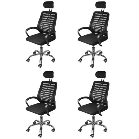 Kit 4 Cadeira Escritório Presidente Office Tela Mesh Viena 3324 Preto