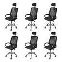 Ver imagem 1 de Kit 6 Cadeira Escritório Presidente Office Tela Mesh Viena 3324 Preto
