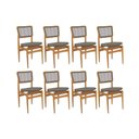Ver imagem 1 de Kit 8 Cadeiras Sala Jantar Stela 1cmm013ca Premium Madeira Maciça 8 Un Carvalho/linho Escuro/tela