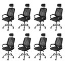 Ver imagem 1 de Kit 8 Cadeira Escritório Presidente Office Tela Mesh Viena 3324 Preto