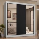 Ver imagem 1 de Guarda-roupa Casal 3 Portas de Correr com Espelhos 4 Gavetas Branco/preto Sublime Plus Madesa Branco